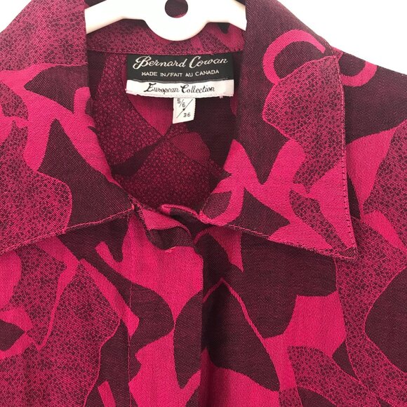 VTG 1980 Bernard Cowan dress women's 5/6 cotton pink/black maxi tiered holiday - Picture 6 of 12